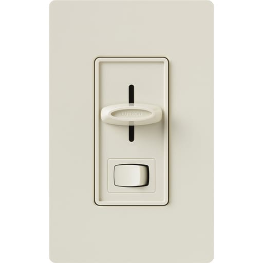 Lutron - Lutron Electronics S-600P-LA 600 W 120 VAC Light Almond 1-Pole Incandescent/Halogen Preset Slide Dimmer with On-Off Switch