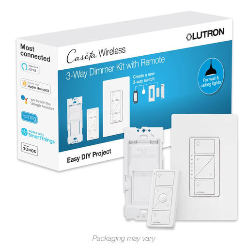 Lutron - Lutron P-DIM-3WAY-WH Caseta Wireless 3-Way Dimmer Kit w/ Remote