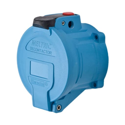 Meltric - Meltric 63-64043-843 DSN60 Receptacle, Poly, Blue, Size 3, Type 4X & IP69, 3P+G, 60A, 480 VAC, 60 Hz, Padlock pawl