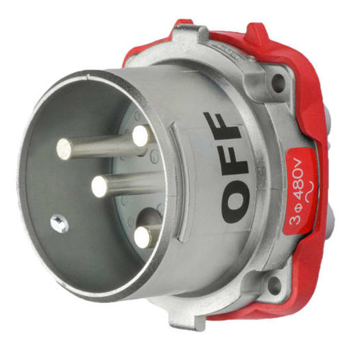 Meltric - Meltric 37-68043 DS60 Inlet, Metal, Zamak, Metal, Size 4, Type 3R, 3P+G, 60A, 480 VAC, 60 Hz