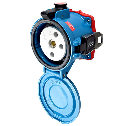 Meltric - Meltric 37-24043 DS200 Receptacle, Metal, Aluminum, Blue, Size 6, Type 4X, 3P+G, 200A, 480 VAC, 60 Hz