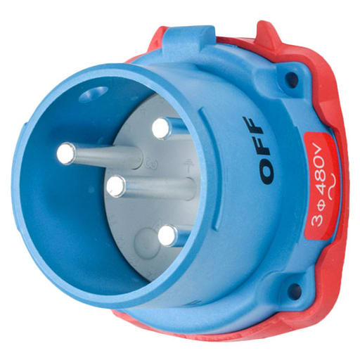 Meltric - Meltric 33-18043 DS20 Inlet, Poly, Blue, Size 2, Type 3R, 3P+G, 20A, 480 VAC, 60 Hz