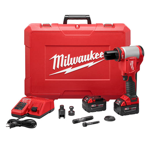 Milwaukee Tool - Milwaukee 2676-20 FORCELOGIC M18™ 10-Ton Knockout Tool Kit w/ 2 Batteries & Charger