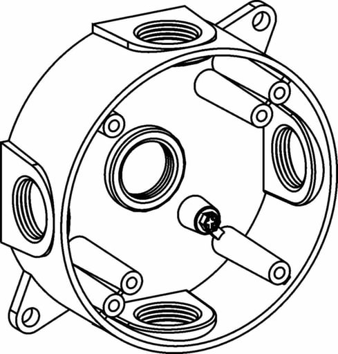 ORBIT - Orbit RB75-5 4" Weatherproof Round Box, (5) 3/4" Hubs, 1-1/2" Deep - Gray