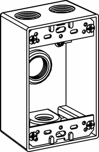 ORBIT - Orbit 1B75-4 1-Gang Weatherproof Box, 2" Deep, (4) 3/4" Hubs, Die Cast Aluminum - Gray