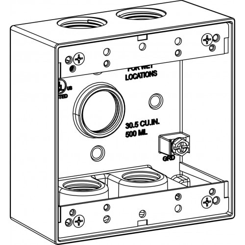 ORBIT - Orbit 2B75-5 2-Gang Weatherproof Box, 2" Deep, (5) 3/4" Hubs - Gray