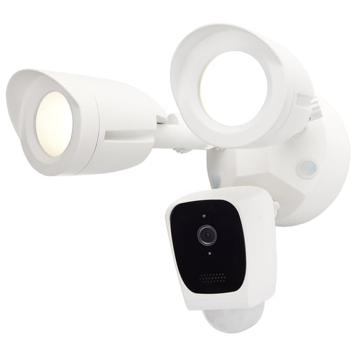 Satco Products, Incorporated - Satco 65-900 Smart LED Security Floodlight Camera, 1080P HD Camera, Starfish Enabled, 150± Veiwing Angle, 20W 120-277V, Wet Location - White