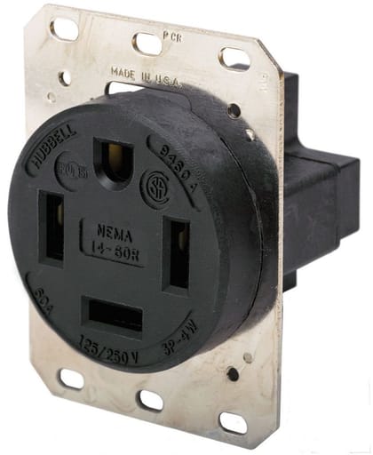 Hubbell Wiring Device - Hubbell HBL9460A 60 Amp 125/260 Volt 3-Pole 4-Wire NEMA 14-60R Black Straight Blade Receptacle