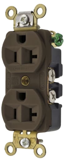 Hubbell Wiring Device - Hubbell HBL5352 Brown 20A 125V Duplex Receptacle. Extra Heavy Duty Compact Industrial Series