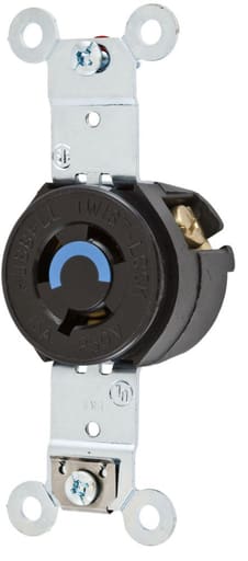 Hubbell Wiring Device - Hubbell HBL4560 15 Amp 250 Volt 2-Pole 3-Wire L6-15R Black Nylon Single Locking Receptacle