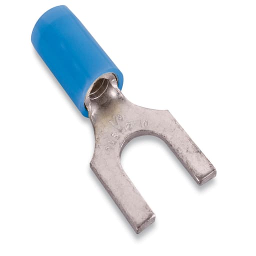 Thomas & Betts Co - Thomas & Betts RB14-14F 18 to 14 AWG 1/4 Stud Blue Electrotinned Copper Nylon Insulated Fork Terminal