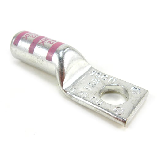 Thomas & Betts Co - Thomas & Betts 54909BE Copper 1-Hole Lug - Long Barrel - Pink - 1/0AWG, 3/8"bolt