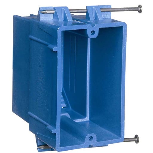 Thomas & Betts Co - Carlon BH122A-UPC 1-Gang PVC SuperBlue® New Work Box w/ Nails, 22 cu.in.