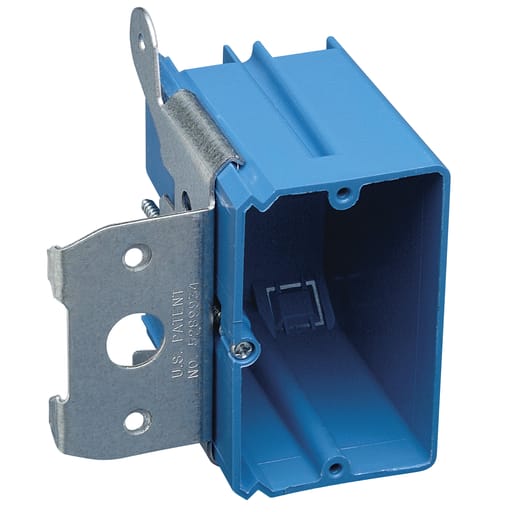 Thomas & Betts Co - Carlon B121ADJ 1-Gang Blue PVC Wall Box with Adjustable Bracket, 21 cu. in.
