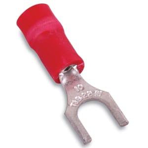 Thomas & Betts Co - Thomas & Betts RA18-10F 22 to 16 AWG #10 Stud Red Electrotinned Copper Nylon Insulated Fork Terminal
