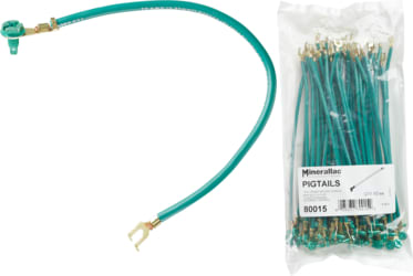 Cully / Mineralac - Cully 80020 10" Grounding Pigtails with Quad Drive Grounding Screw, Insulated, #12 Solid Bare Wire Lead (50/Bag)