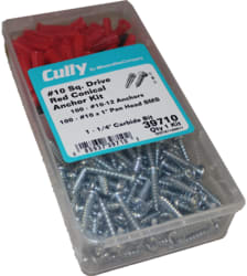 Cully / Mineralac - Cully 39820 #10 Phillips/Slotted Pan Head Red Conical Anchor Kit, #10 x 1" (100), #10-12 (100), Includes 1/4" Carbide Drill Bit
