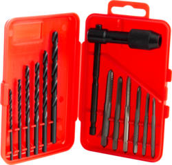 Cully / Mineralac - Cully 96042 13 Piece Carbon Steel Taps & Drill Set, Carbon Plug Taps 4-40, 6-32, 8-32, 10-24, 10-32 & 1/4"-20, High speed Drills #43, #36, #29, #25, #21 & #7, T-Handled Wrench
