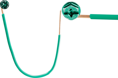 Cully / Mineralac - Cully 80016 6-1/2" Grounding Pigtails with Quad Drive Grounding Screw, Insulated, #14 Solid Bare Wire Lead