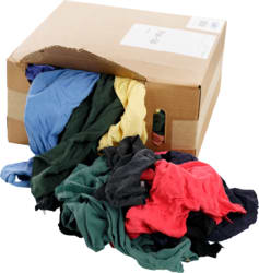 Cully / Mineralac - Cully 37590 All Purpose Rags, 25 LB Box, Recycled Colored T-Shirts