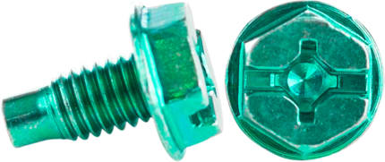 Cully / Mineralac - Cully 80022J 10-32 x 3/8" Hex Washer Head (Slot/Philips) Grounding Screw, Green (100/Box)