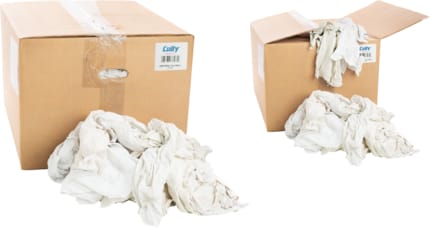 Cully / Mineralac - Cully 37588 All Purpose Rags, 50 LB Box, Recycled White T-Shirts
