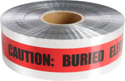 Cully / Mineralac - Cully 94635 Underground Detectable Tape "BURIED ELECTRICAL LINE", Silver w/ Red Stripes, 3" x 1000'