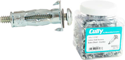 Cully / Mineralac - Minerallac 60016J 1/4 x 2-1/4 Inch Zinc Plated Steel Short Hex Hollow Wall Anchor