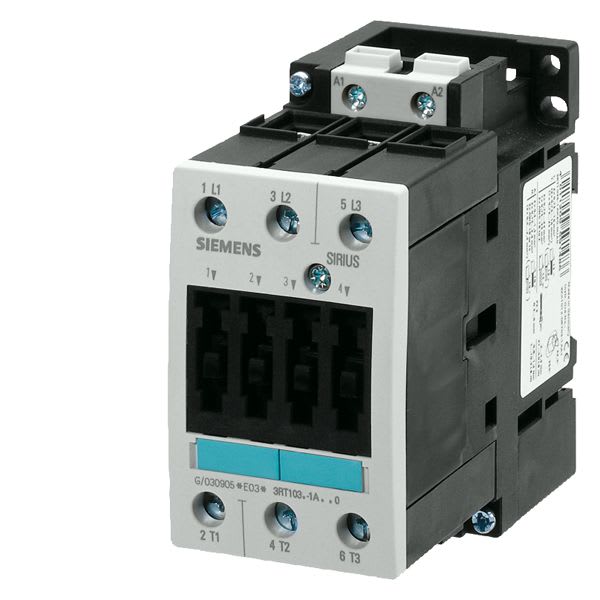 Siemens - Siemens 3RT1035-1AK60 110/120 VAC 40 Amp 40 Hp 3-Phase 3-Pole 3NO Screw Terminal IEC Contactor