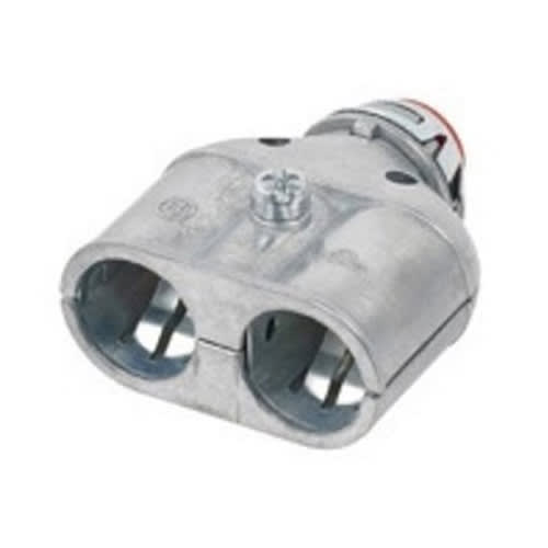 Bridgeport Fittings - Bridgeport 3838ASP 3/8" AC/MC/FMC Duplex Whipper-Snap Snap-In Connector w/Insulated Throat, Zinc Die Cast