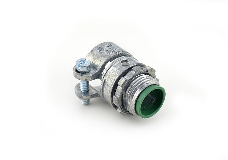 Bridgeport Fittings - Bridgeport 407-DCI2 1/2" Flexible Metal Conduit Squeeze Connector w/ Insulated Throat, Zinc Die Cast