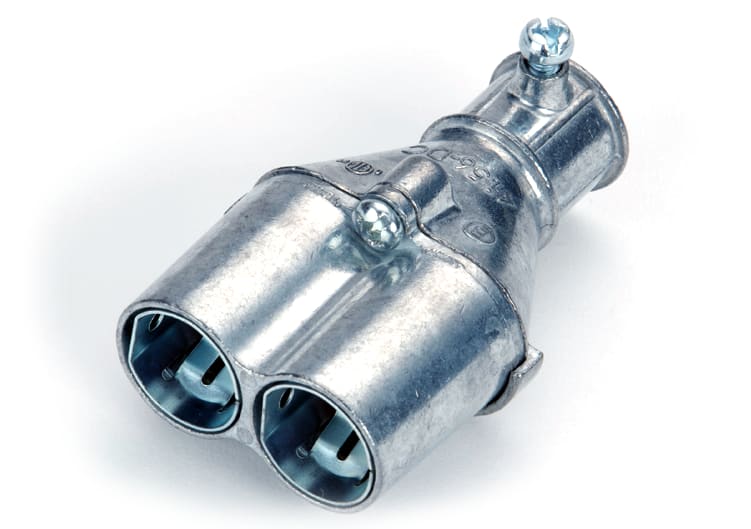 Bridgeport Fittings - Bridgeport 4156-DC 1/2" Transition Coupling, EMT to Duplex AC/MC, Die Cast