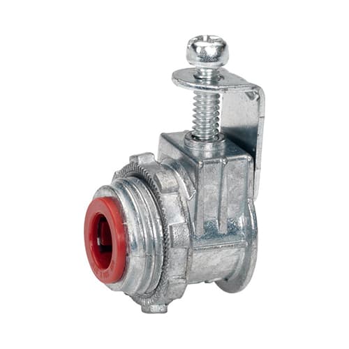 Bridgeport Fittings - Bridgeport 560-DCI2 3/8" Single-Screw Strap Type AC/MC Connector w/ Insulated Throat, Zinc Die Cast
