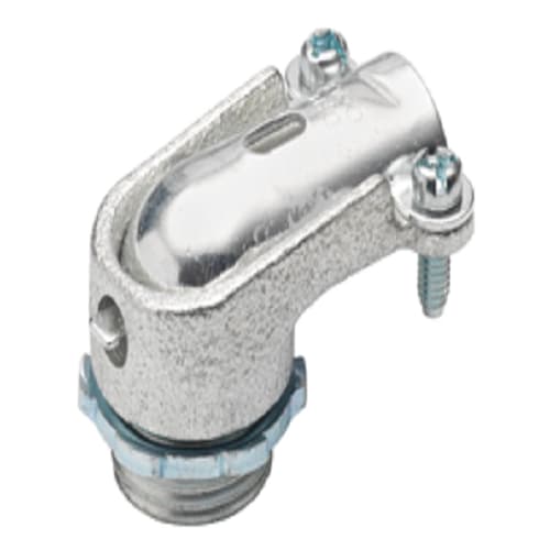 Bridgeport Fittings - Bridgeport 801 3/8" 90deg Flexible Metal Conduit Connector, Malleable Iron