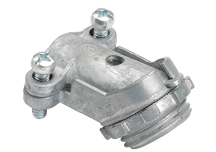 Bridgeport Fittings - Bridgeport 800-DC2 3/8" 45deg Angle Flex Connector, Zinc Die Cast