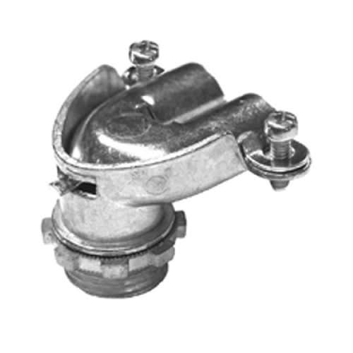 Bridgeport Fittings - Bridgeport 830-DC2 3/8" Duplex 90deg Flex Connector, Strap Type, Zinc Die Cast