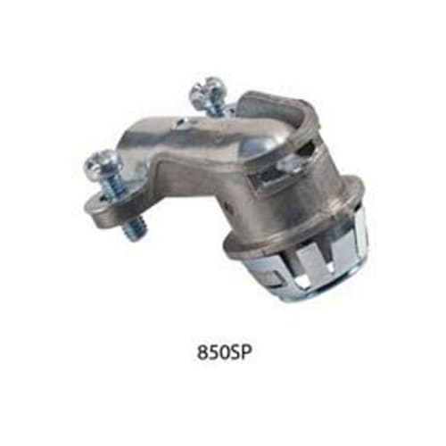 Bridgeport Fittings - Bridgeport 850SP 3/8" E-Z LOCK® 90deg Snap-In Flexible Metal Conduit Connector, Zinc Die Cast