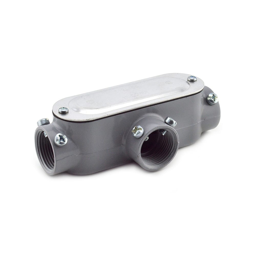 Bridgeport Fittings - Bridgeport T-43CGC 1" Type-T Combination Conduit Body, Rigid/EMT, Aluminum, w/Cover & Gasket