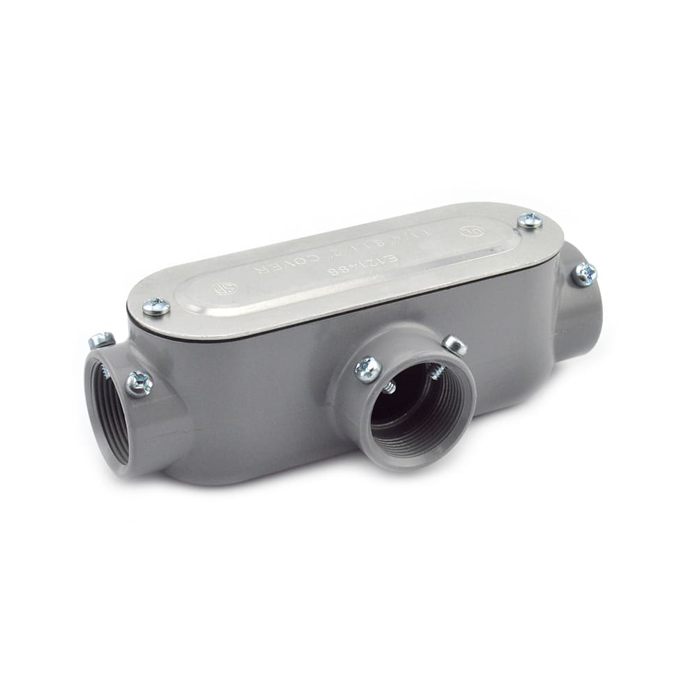 Bridgeport Fittings - Bridgeport T-44CGC 1-1/4" Type-T Combination Conduit Body, Rigid/EMT, Aluminum, w/Cover & Gasket