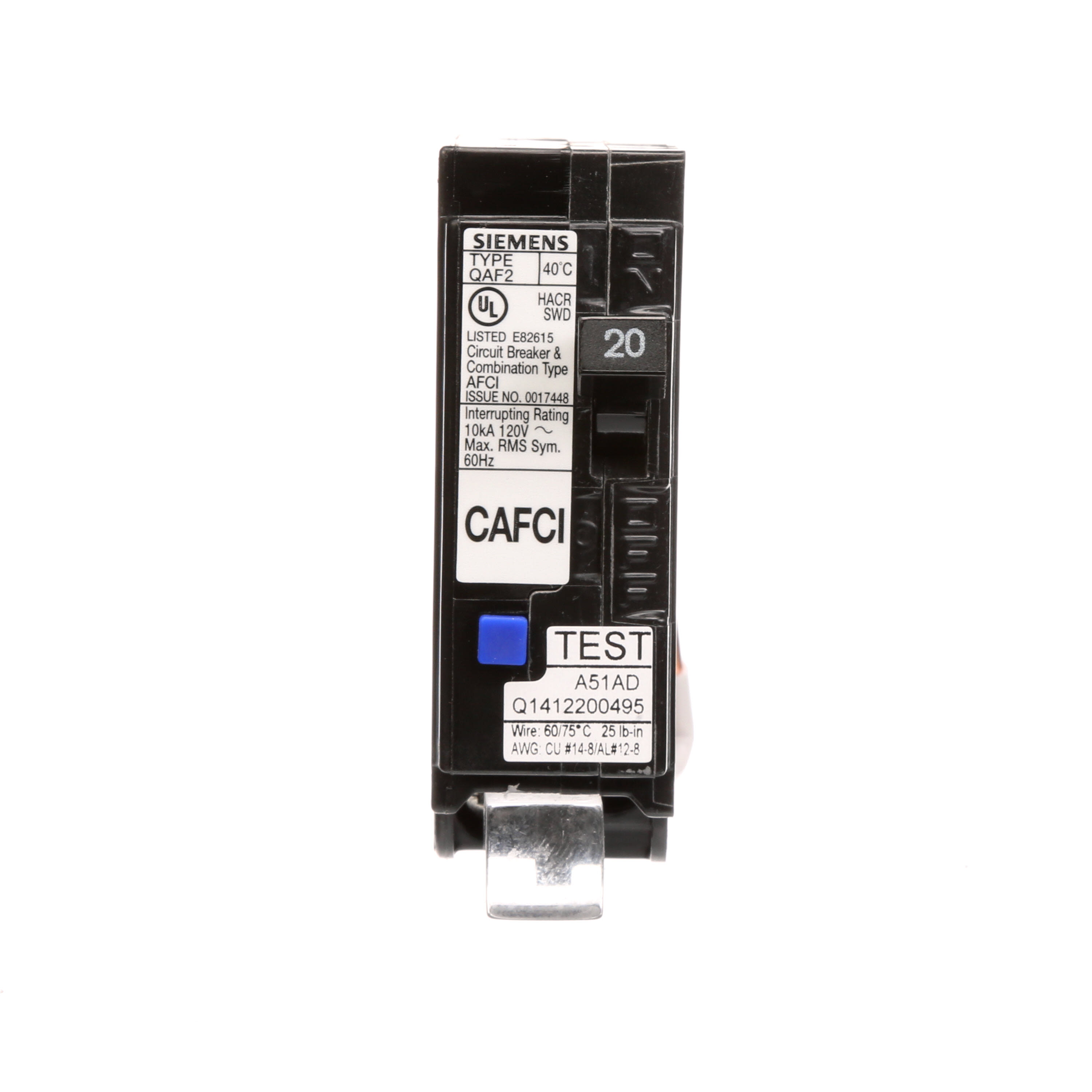 Siemens - Siemens QA120AFCNL BRKR QAF2 AFCI 1P 12