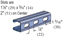 Allied Powerstrut - Power-Strut PS 210 EH 10 PG 1-5/8 x 1-5/8 Inch 14 Gauge Pre-Galvanized Elongated Hole Channel