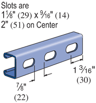 Allied Powerstrut - Power-Strut PS 500 EH 10 PG 1-5/8 x 13/16 Inch 14 Gauge Pre-Galvanized Elongated Hole Channel