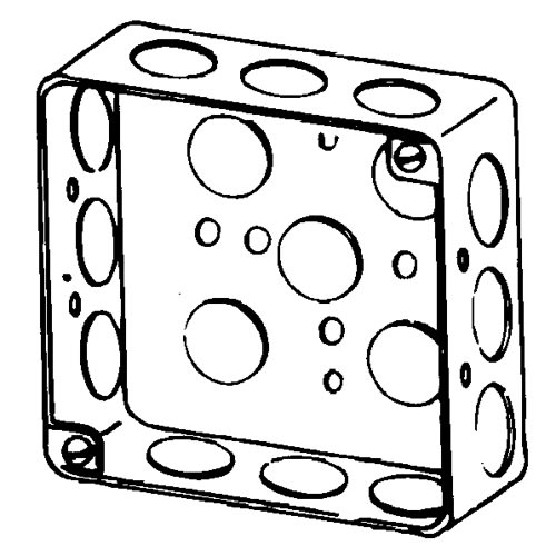 Appleton Electric - Appleton 4S1/2-DR 4" Square Outlet/Switch Box, 1-1/2" Deep, 21cu.in, 1/2" Knockouts, Drawn, Steel