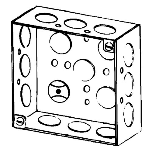Appleton Electric - Appleton 4S-1/2RD 4" Square Outlet/Switch Box, 1-1/2" Deep, 21cu.in, 1/2" Knockouts, Welded, Steel - Red Powder Coat Finish