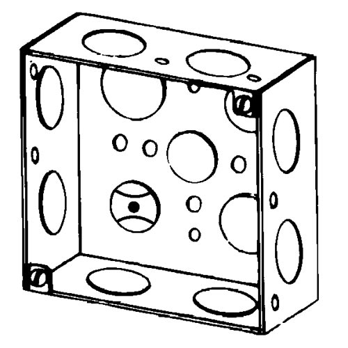 Appleton Electric - Appleton 4S-3/4 4" Square Outlet/Switch Box, 1-1/2" Deep, 21cu.in, 1/2" & 3/4" Knockouts, Welded, Steel