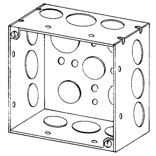 Appleton Electric - Appleton 4SD-SPLRD 4" Square Outlet/Switch Box, 2-1/8" Deep, 30.3cu.in, 1/2" & 3/4" Knockouts, Welded, Steel - Red Powder Coat Finish - Red Powder Coat Finish