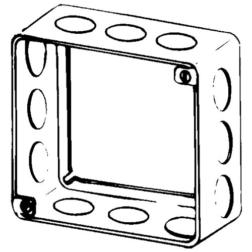 Appleton Electric - Appleton 4SE-1/2 4" Square Outlet/Switch Box Extension Ring, 1-1/2" Deep, 21cu.in, 1/2" Knockouts, Drawn, Steel