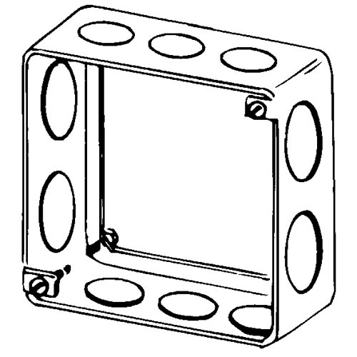 Appleton Electric - Appleton 4SESRD 4" Square Outlet/Switch Box Combo Extension/Thru Ring, 1-1/2" Deep, 21cu.in, 1/2" & 3/4" Knockouts, Drawn, Steel - Red Powder Coat Finish