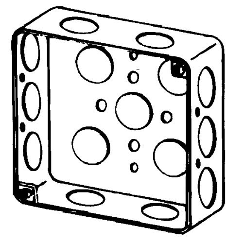 Appleton Electric - Appleton 4SL-1/2 4" Square Outlet/Switch Box, 1-1/4" Deep, 18cu.in, 1/2" Knockouts, Drawn, Steel