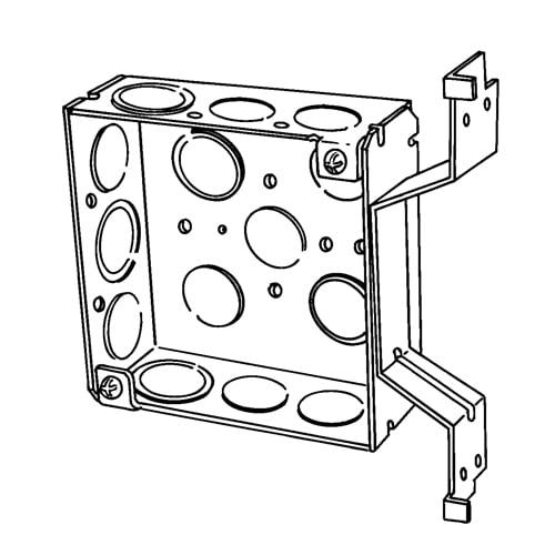 Appleton Electric - Appleton 4SOB-EK 4" Square Outlet/Switch Box w/Offset Vertical Bracket, 1-1/2" Deep, 21cu.in, 1/2" Eccentric Knockouts, Welded, Steel